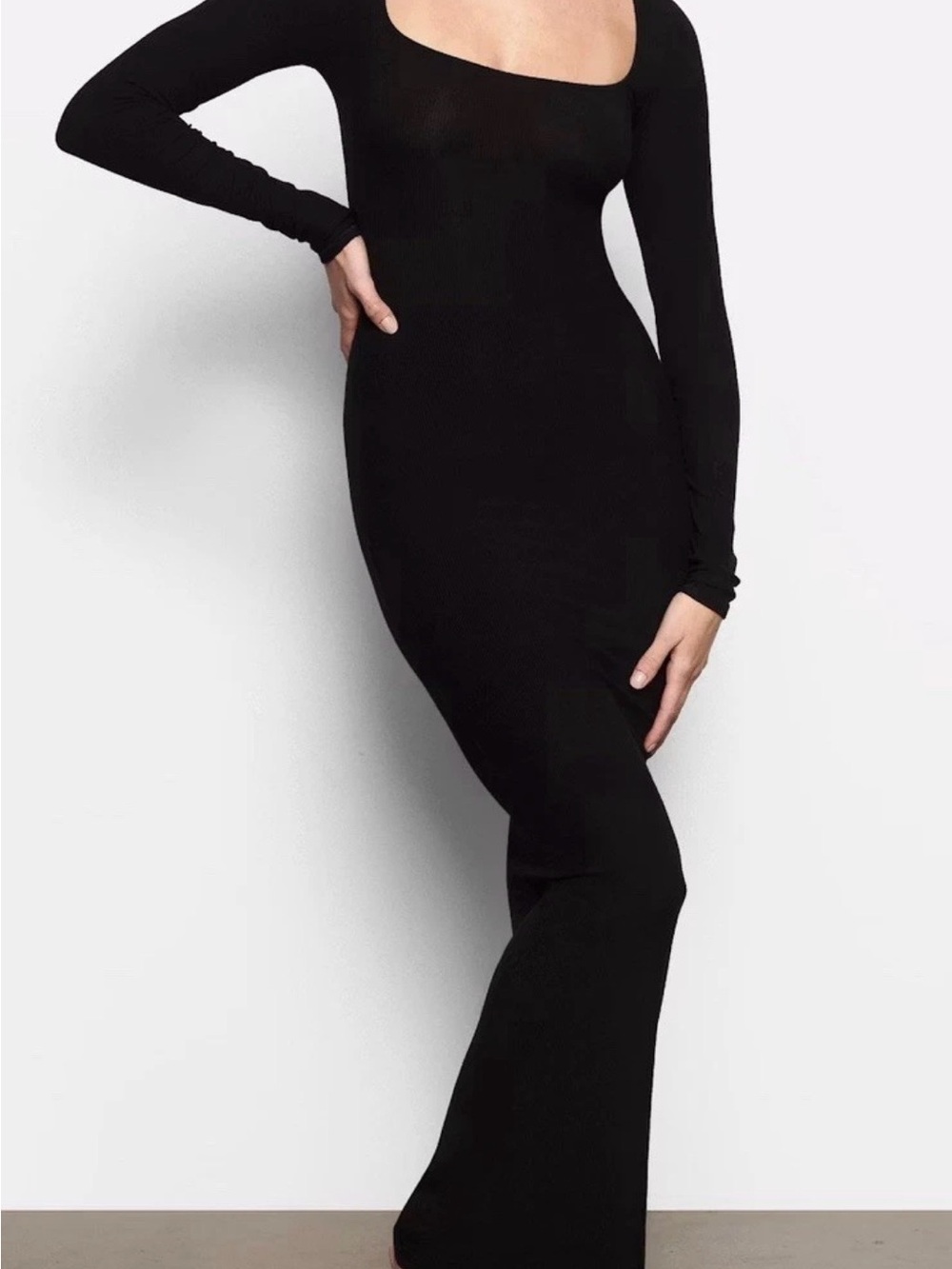 Skins M Black Long Sleeve Bodycon Maxi Dress no wear